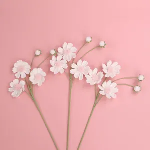 Handmade Crocheted Afghan Stitch Cosmos Flower Woolen Yarn Artificial Daisy Floral Bouquet For Home Wedding Decoration Gift