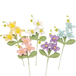 Handgehäkelte Phalaenopsis Orchideenblumen in verschiedenen Farben für Hausdekoration