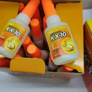 Close-up of KX-10 quick-drying strong adhesive glue bottles in a 20g retail pack