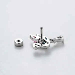 Minimalistische titanium zwaan oorknopje voor kraakbeenpiercing met schroefdop