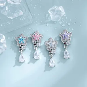 Minimalistischer Titanlegierung Stern Tropfen Knorpel Ohrstecker Modischer Strass Wassertropfen Piercing Schmuck Für Herren Damen