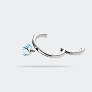 Premium F136 Titan Segment Clicker Piercing Ring mit funkelndem 4mm blauen Zirkonia