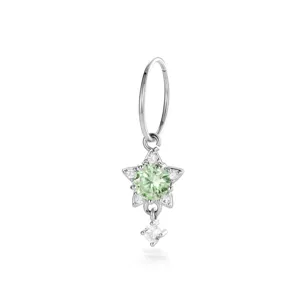 Eleganter Creolen-Ohrring mit limettengrünem Sternanhänger und Titanlegierungsstift