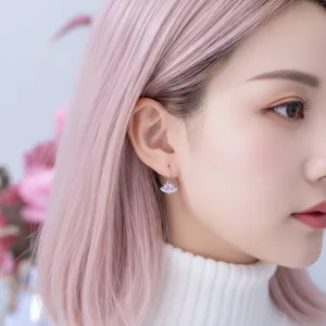 Korean Style Copper Planet Orbit Heart Rhinestone Pendant Cartilage Stud Stainless Steel Seamless Hoop Earrings For Unisex Body Piercing Jewelry