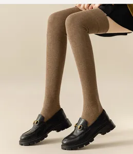 Brown over-the-knee stockings for women, autumn winter long tube socks JK style.