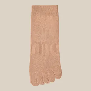 Women's Pure Cotton Five Finger Crew Socks Solid Color Split Toe Anti Slip