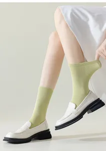 Women's casual solid color mid-tube cotton socks breathable lightweight daily wear stylish fashion