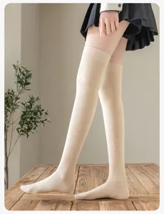 Breathable mesh over-the-knee socks for women, thin cotton spring summer thigh high hosiery.