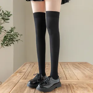 Women Over The Knee Long Socks Spring Summer Thin Mesh Breathable Cotton Solid Color Thigh High Stocking Fashion Hosiery