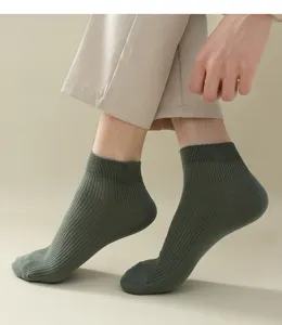 Chaussettes courtes homme ete pur coton vue detail, confortable maille côtelée respirante