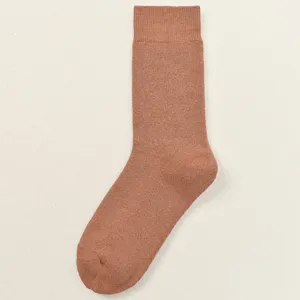 Thickened Terry Cotton Mid Tube Socks For Women Solid Color Winter Warm All Match Japanese Style Casual Hosiery