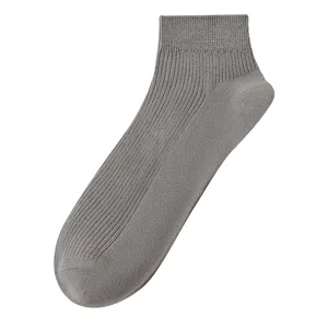 Chaussettes Casual Crew en Coton pour Hommes Anti-Odeur Pointe Sans Coutures Respirantes Couleur Unie Sport Business