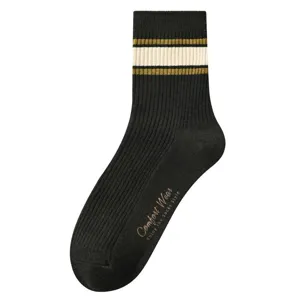 Chaussettes Montantes Casual pour Hommes Pur Coton Doux Confortable Rayé Respirant Absorbant Sueur Mode Automne