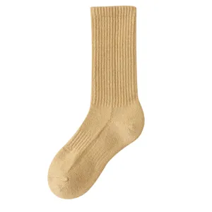 Women Thick Thermal Wool Crew Socks Winter Warm Solid Color Ribbed Knit Casual Long Tube Socks High Content Wool Socks