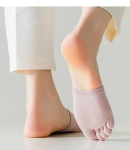 Chaussettes d'été cinq doigts en résille respirante, vue détail chaussettes invisibles demi-semelle