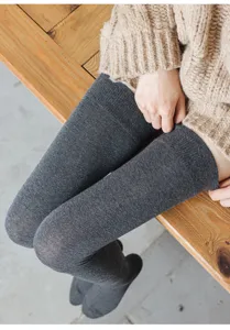 Calcetines altos sobre la rodilla gris oscuro algodón mujer otoño invierno cálidos
