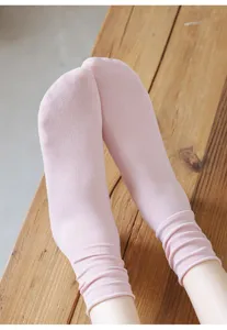 Women solid pink stack socks thin breathable rolled edge cotton socks comfortable casual hosiery