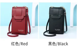 Confronto tra borse a tracolla per cellulare da donna rosse e nere eleganti