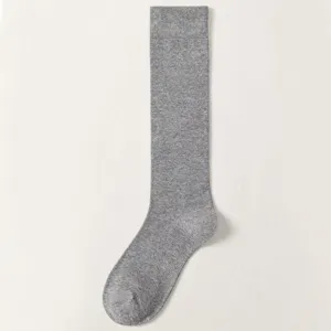 Chaussettes longues homme gris habillées affaires coton genou chaussettes unies confortables