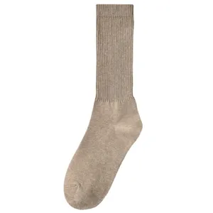 Women casual solid color ribbed mid-calf cotton socks daily versatile long hosiery