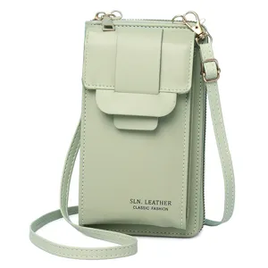 Elegante borsa a tracolla per cellulare e portafoglio minimalista in verde salvia