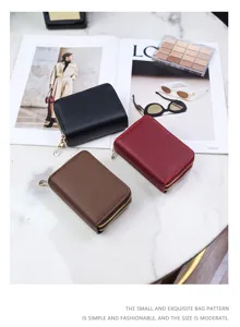 Lychee pattern double-layer zipper organ card holder for women in various colors
