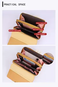 Internal view of a stylish women's large capacity crossbody phone bag with multi-compartments