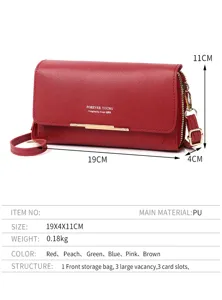 Detailed specifications of the red PU leather multi-functional mobile phone bag wallet.