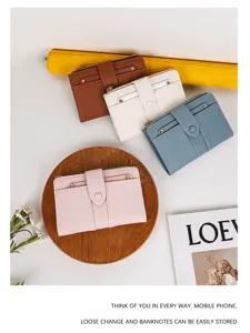 Carteras plegables de cuero PU de varios colores con ranuras multifuncionales para tarjetas