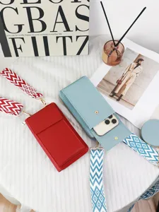 2-in-1 multi-functional crossbody phone bag with wide patterned shoulder straps