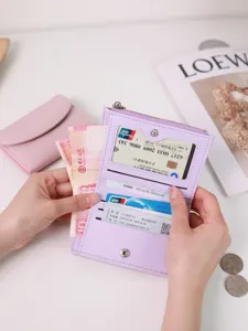 Minimalist pastel purple multi-functional wallet with card slots and cash compartment