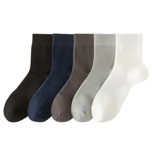 Chaussettes Mi-Mollet en Modal pour Hommes Minces Respirantes Anti-Odeur Couleur Unie Business Casual