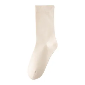 Women Casual Solid Color Slouch Socks Cotton Soft Breathable Mid Calf Long Socks Daily Wear Fashion Hosiery