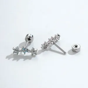 Titanium legering bloem oorknopjes met schroefsluiting voor kraakbeen piercing