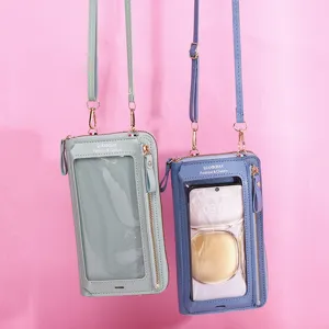 Sac bandoulière tactile pour téléphone avec fenêtre transparente et sangle réglable