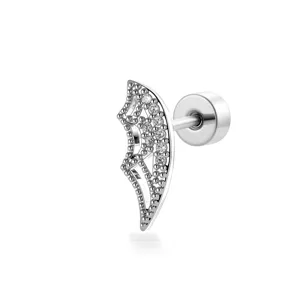 Élégant clou d'oreille en titane avec aile en zircone pour piercing cartilage