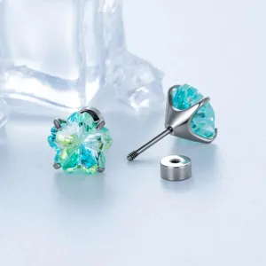 Premium Kirschblüten-Schliff Gradient CZ Schraubverschluss Ohrringe aus Titanlegierung