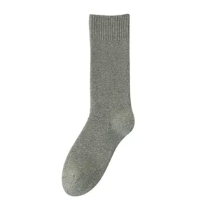 Chaussettes Montantes Épaisses Thermiques en Coton pour Hommes Hiver Chaud Couleur Unie Sans Couture Chaussettes Décontractées d'Affaires