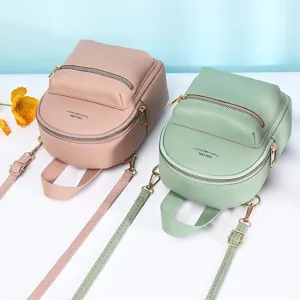 Mini Zaino da Donna alla Moda con Motivo Litchi in Pelle PU Borsa a Tracolla Multiuso Piccola Borsa a Mano da Viaggio