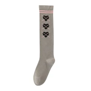 Women Over The Knee Compression Socks Heart Pattern JK Uniform Student Sport Thigh High Stockings Cotton Blend Warm Long Socks