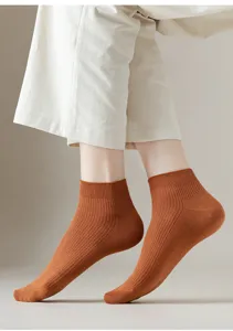 Women cotton short socks spring summer candy color breathable ribbed ankle socks detail view