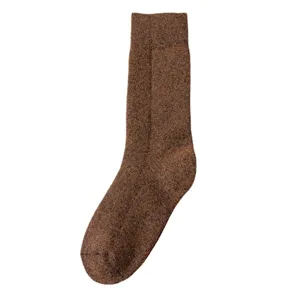 Calcetines largos térmicos de invierno de mezcla de lana gruesa marrón para mujer.