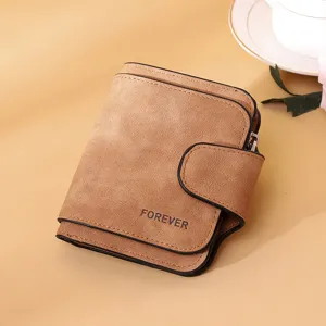 Fashion Women Frosted PU Leather Wallet Korean Style Buckle Coin Purse Multi Card Slot Students Long Short Clutch Wallet