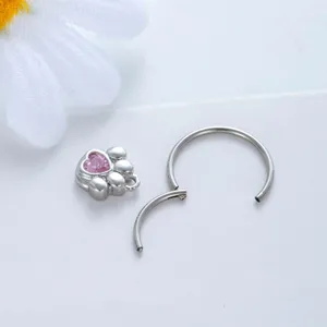 Orecchini a Cerchio Senza Cuciture Niche Design Cuore Ali di Angelo Stella Zampa di Gatto Croce Campanello Ciondolo Gioielli Piercing Acciaio Inox Rame Strass