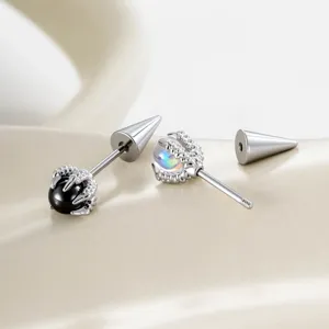 Cool dragon claw titanium alloy piercing studs with 5mm black and iridescent beads