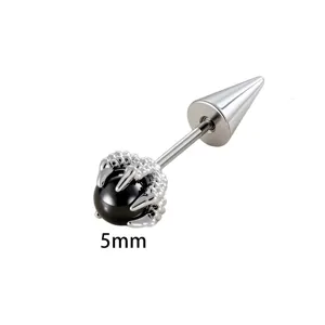 Niche design 5mm titanium alloy dragon claw stud piercing with black bead for cool style