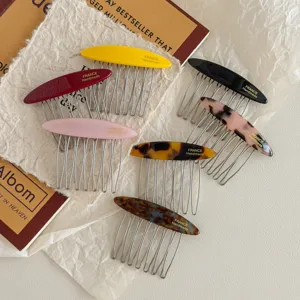 Detailed collection of acetate hair combs in elegant colors and tortoiseshell patterns