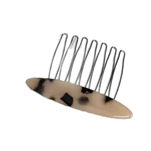 Elegant tortoise shell acetate hair comb with metal teeth for women updo styling