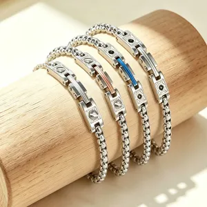 Industrial Stainless Steel Watch Band Chain Bracelet Polished Screw Motif Box Chain Link Bangle For Unisex Fashion Commuting Gift Jewelry