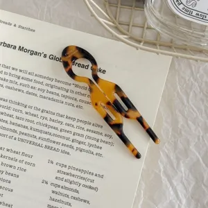 High-quality tortoiseshell acetate U-shaped hair fork pin for elegant daily bun styling